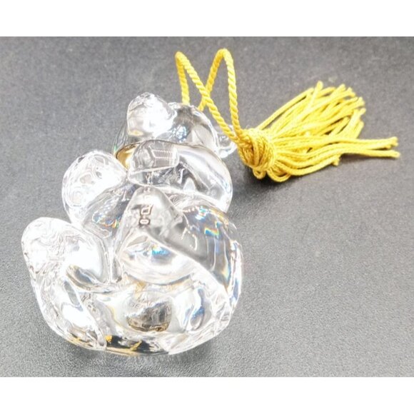 Clear Lead Crystal Glass Bear Gold Heart Tassel Vintage Germany 2.5 Inch Figure - Picture 12 of 14